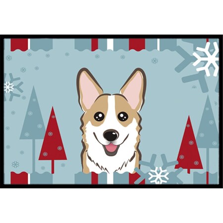 Carolines Treasures Winter Holiday Sable Corgi Indoor and Outdoor Mat- 18 x 27 in. BB1749MAT